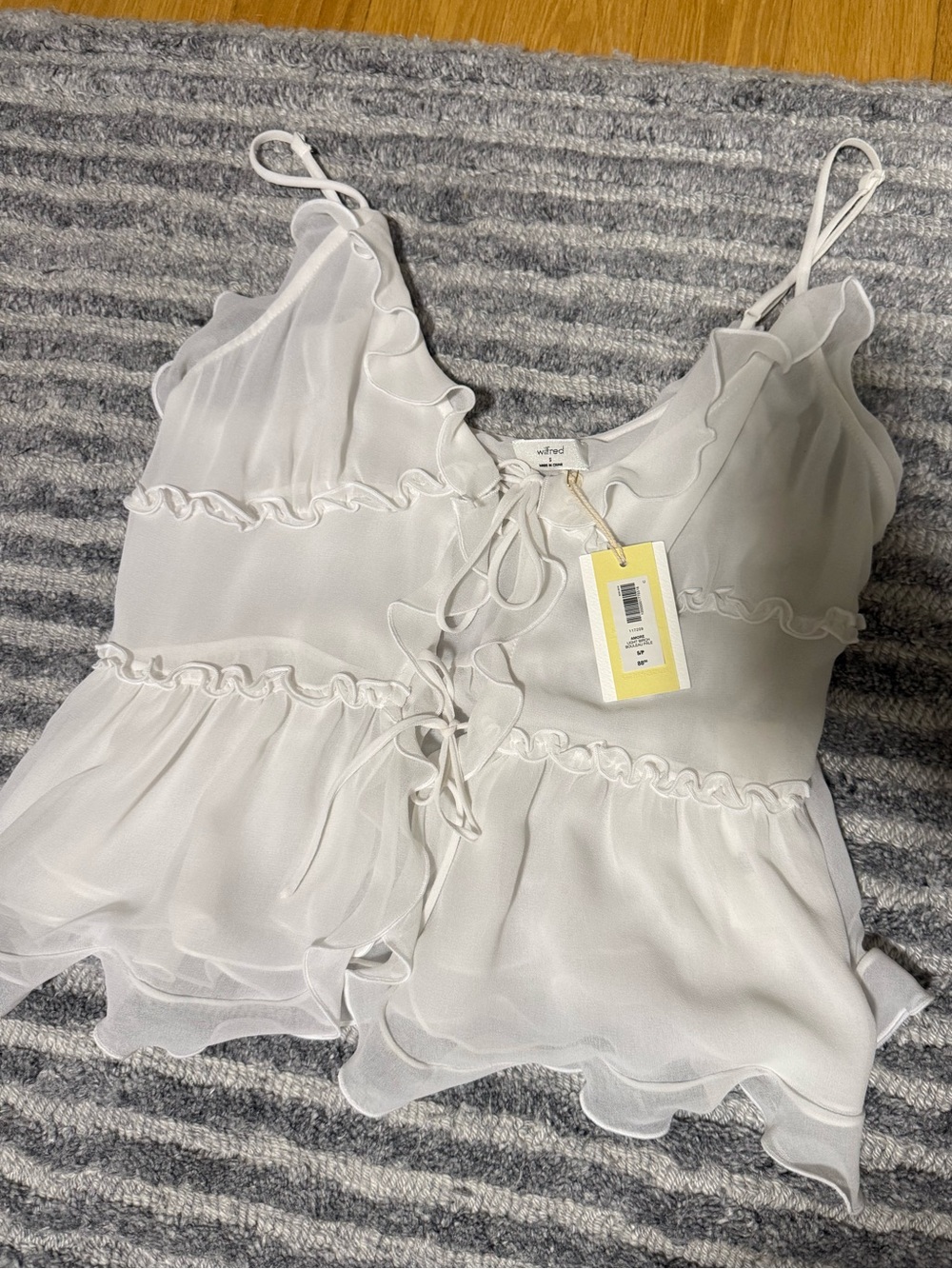 Wilfred White Ruffle Tie-Front Camisole